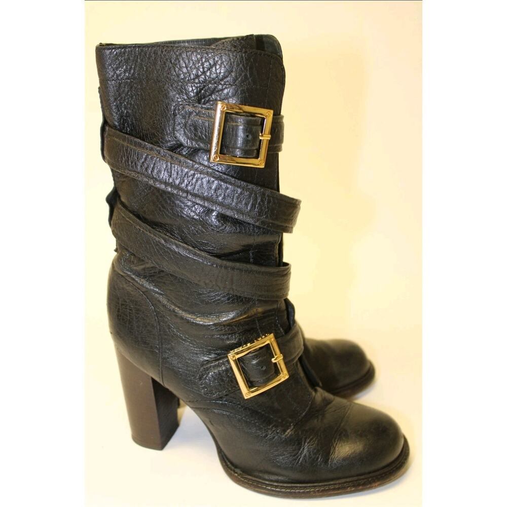 Tory Burch Jaden Buckle Womens US Size 9.5 M Black Leather Biker Harness Boots - Picture 3 of 15
